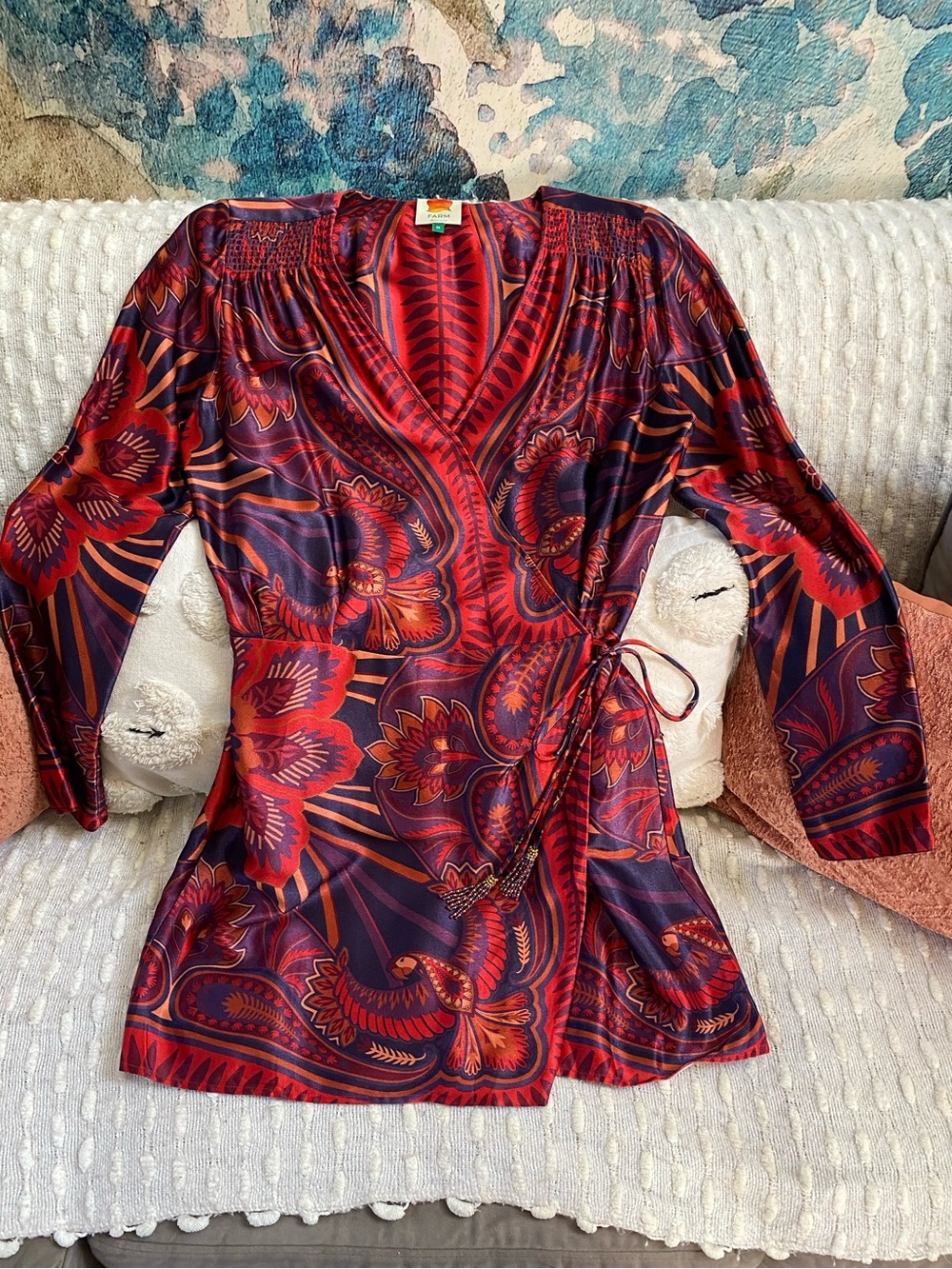 {Farm Rio} Macaw Mini Wrap Dress